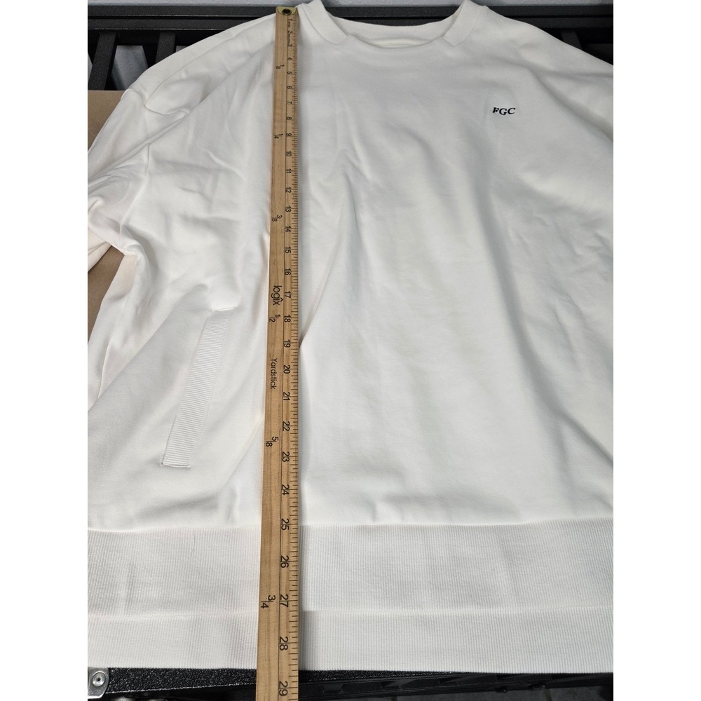 PTula Graphic Crewneck Sweatshirt Cream White Large Casual Pockets Oversized - Picture 7 of 9